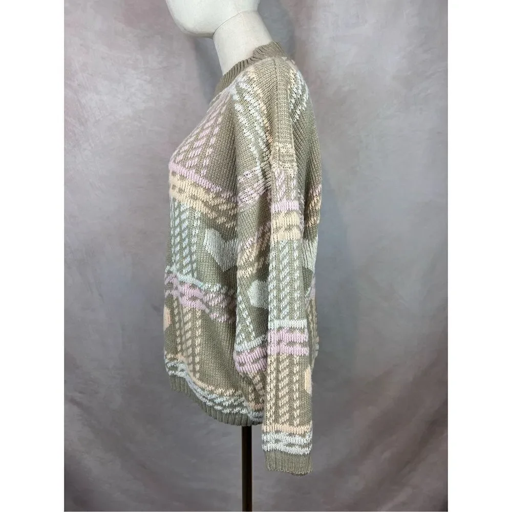 Vintage 1980s Plaid Heart Sweater Cottagecore Chic - Picture 4 of 7